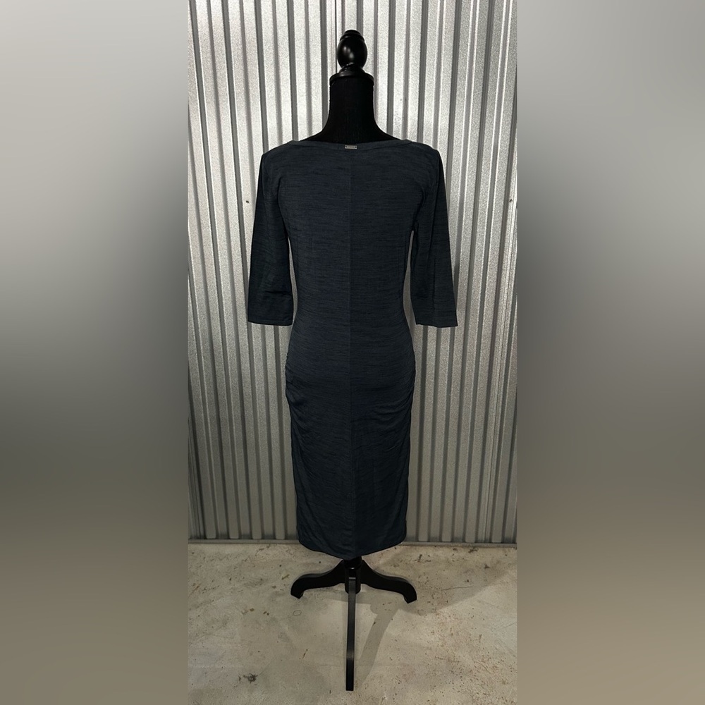 Women’s Prana Blue Polyester Elastane Long Sleeve Designer Midi Dress Medium - Picture 2 of 4